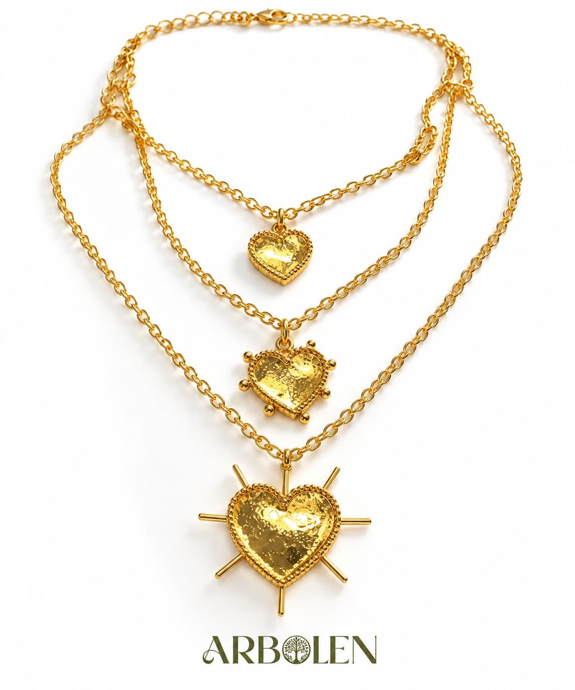 collar trío de corazón