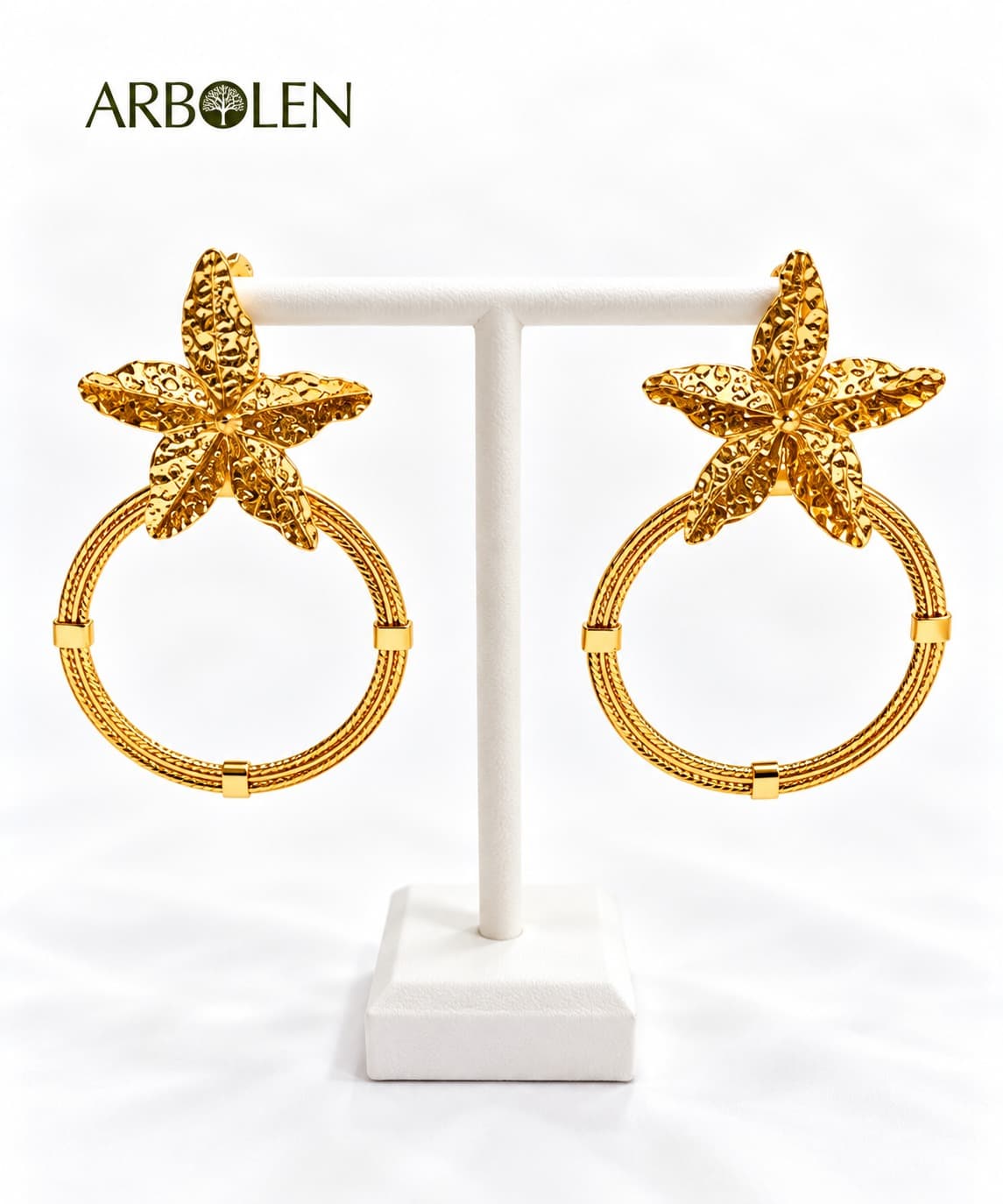 ARETES CON ORQUIDEA Y ESFERA
