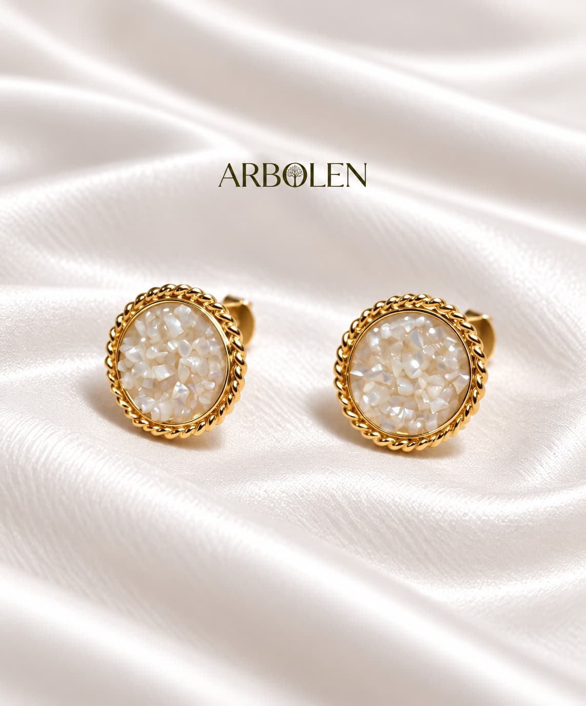 ARETES CIRCULO CON DETALLE EN BLANCO