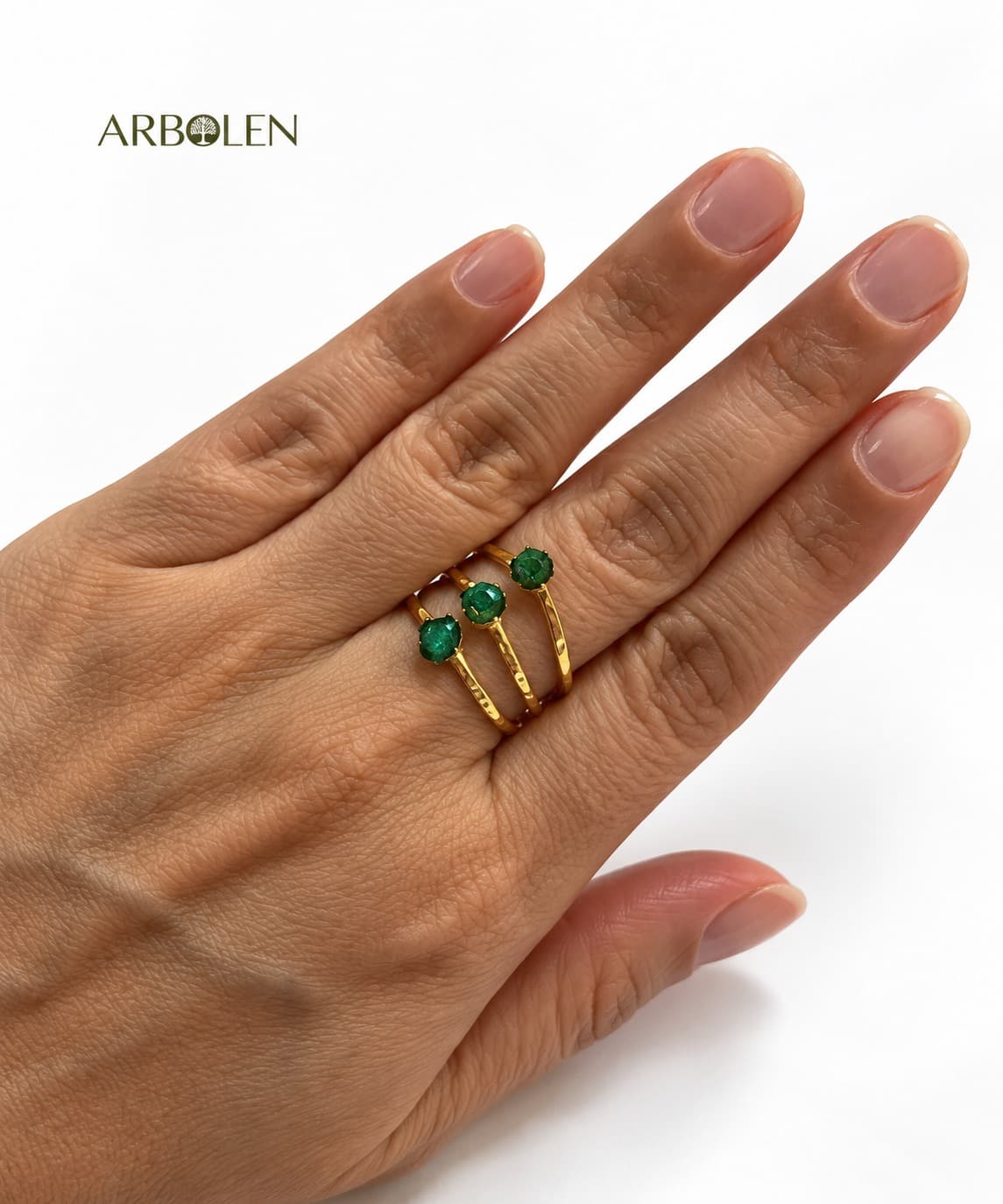 ANILLO 3 PUNTAS ESMERALDA