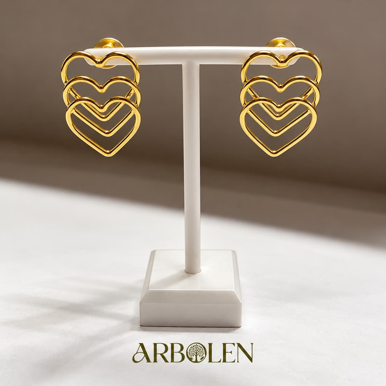 aretes trío de corazón