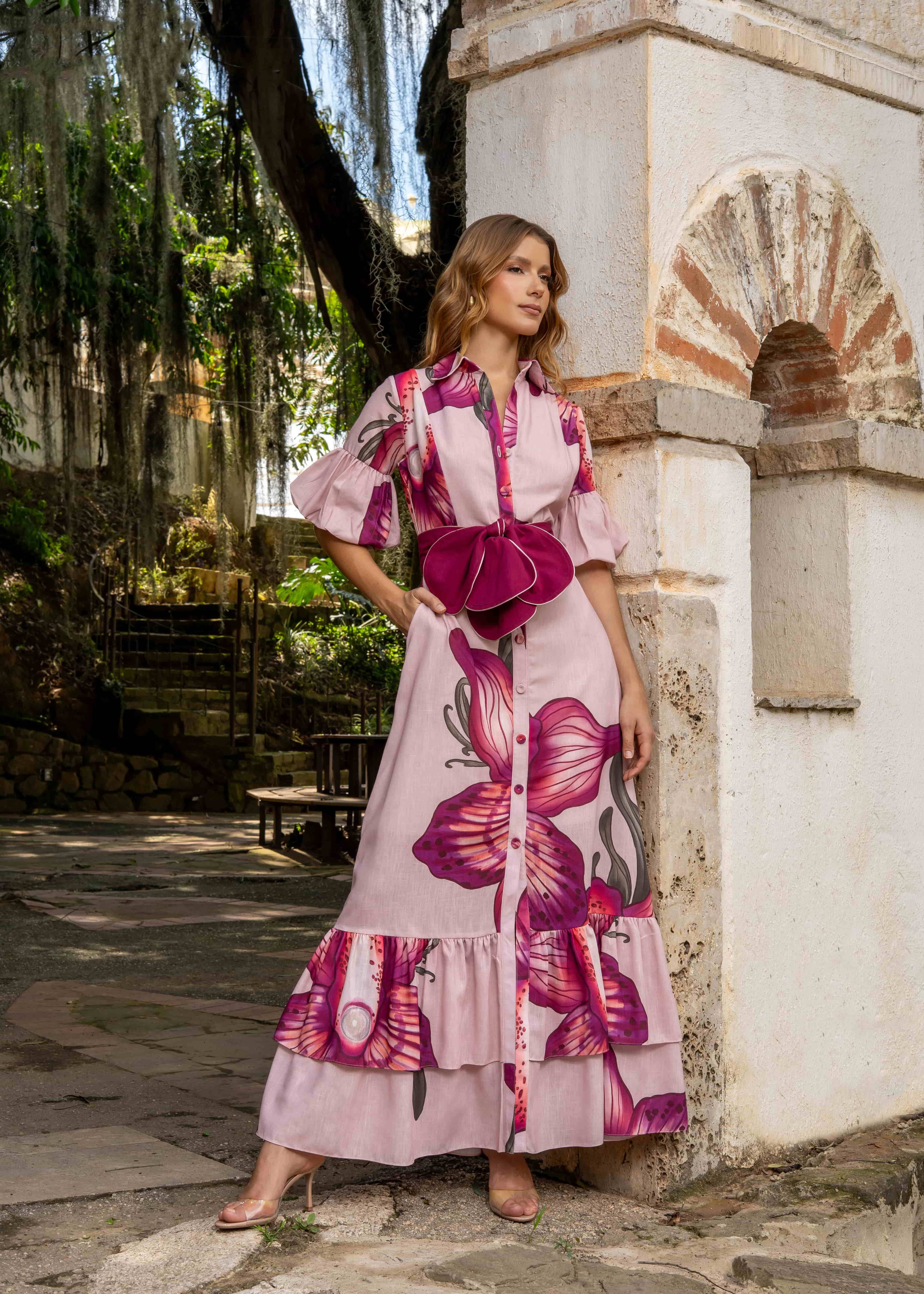 VESTIDO SOLEDAD ROSA ESTAMPADO
