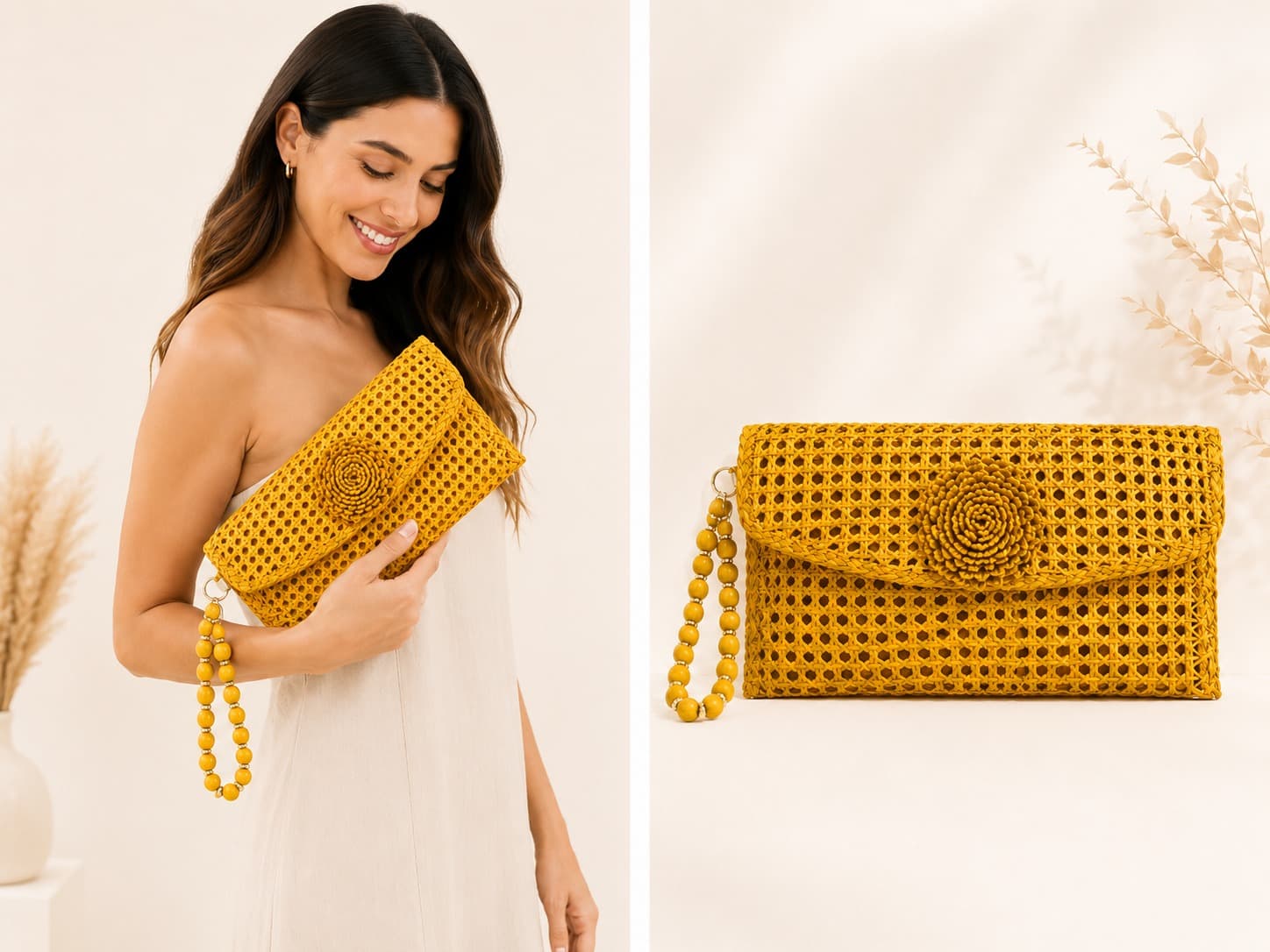 Clutch Artesanal mostaza