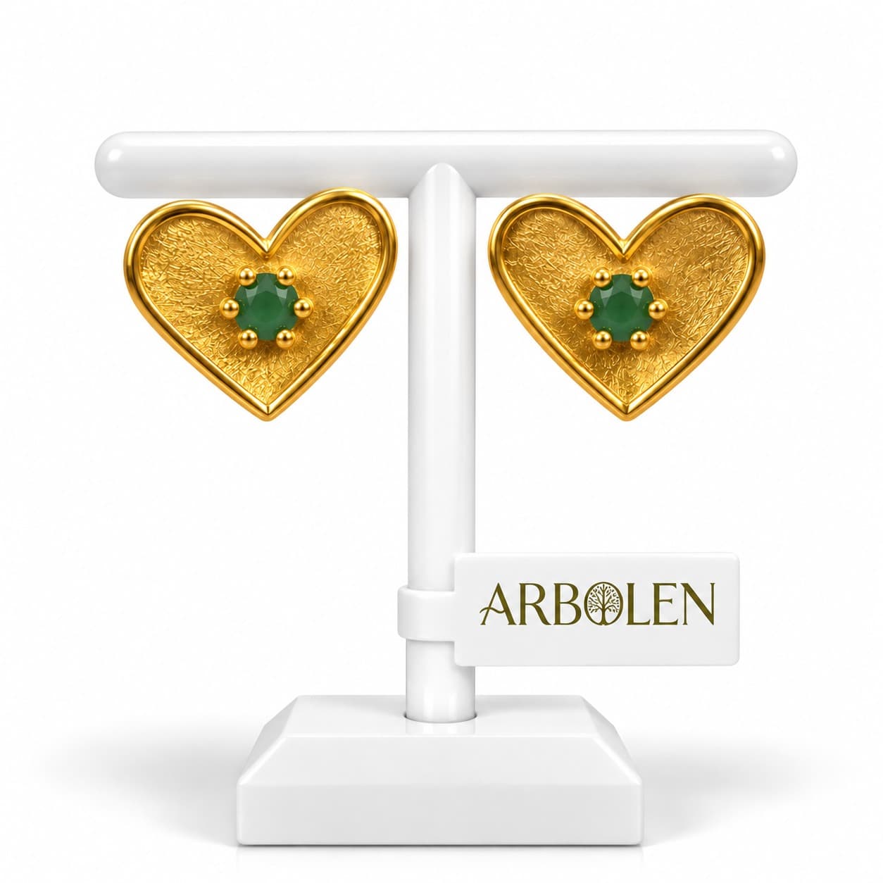 ARETES CORAZON ESMERALDA